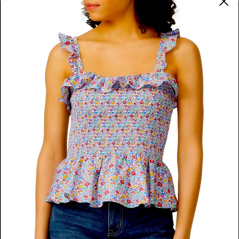 [J. Crew] Smocked Ruffle Tank Top
